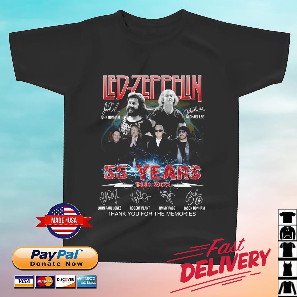 Led-Zeppelin 55 Years 1968 2023 Signatures Thank You For The Memories Shirt