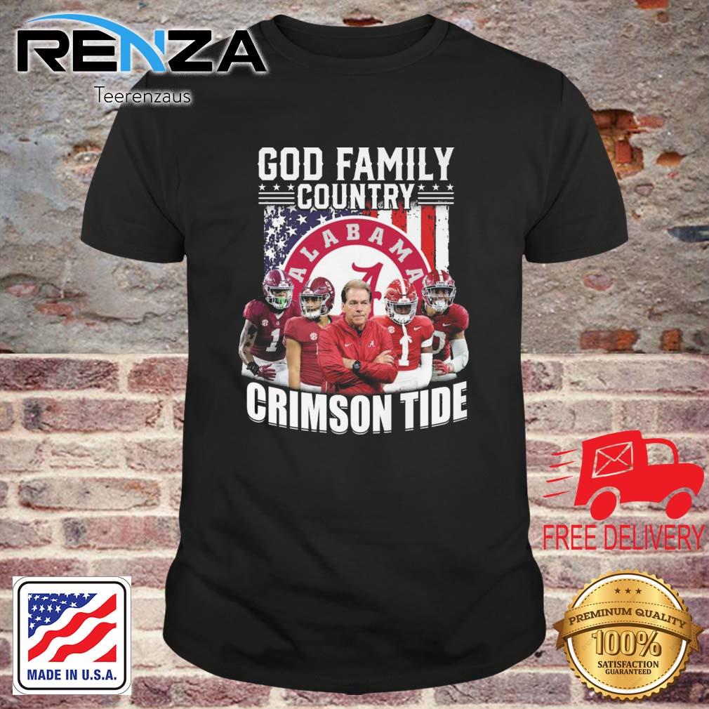 Alabama Crimson Tide God First Family Country Crimson Tide American Flag shirt