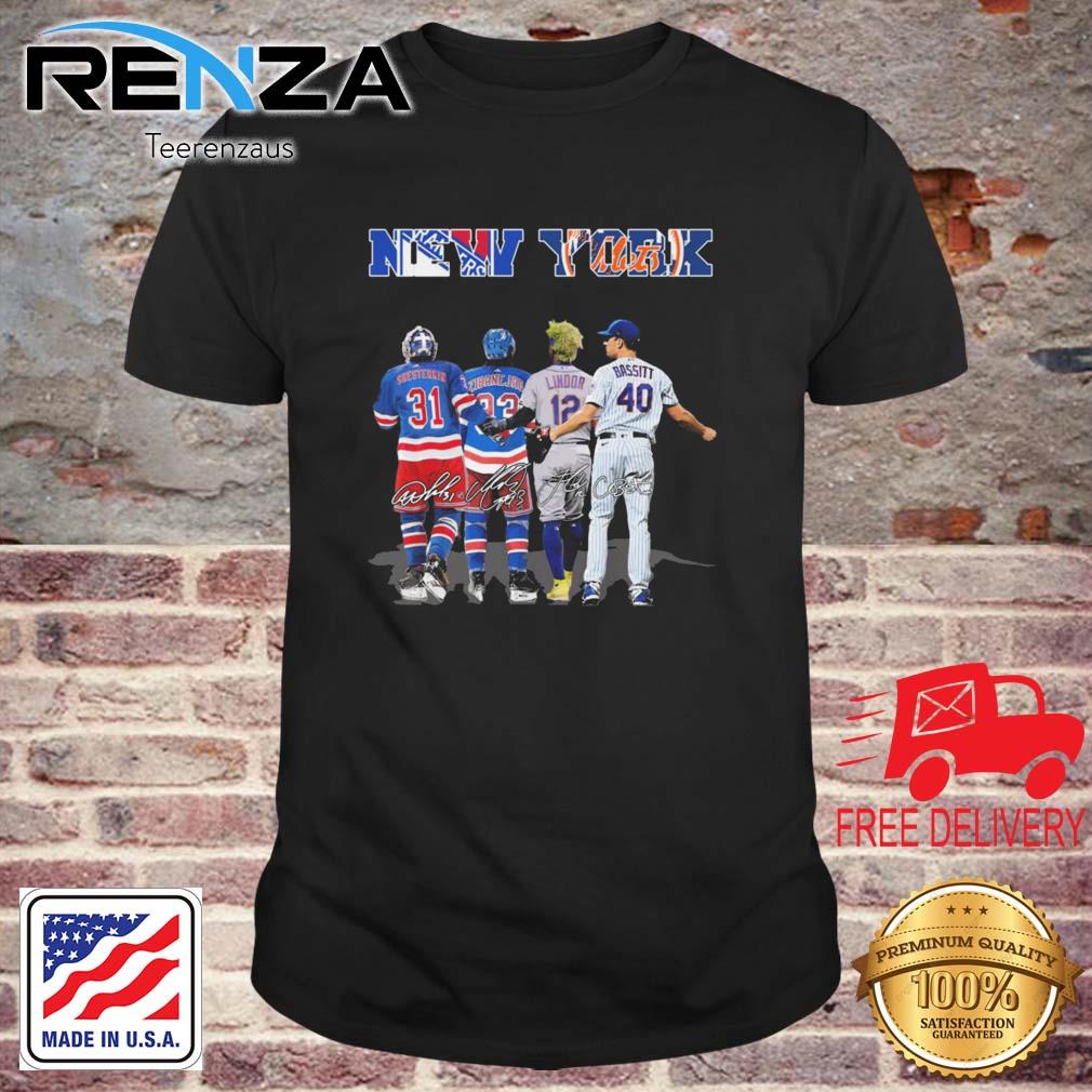 New York Rangers And New York Mets Shesterkin Zibanejad Lindor And Bassitt Signatures shirt