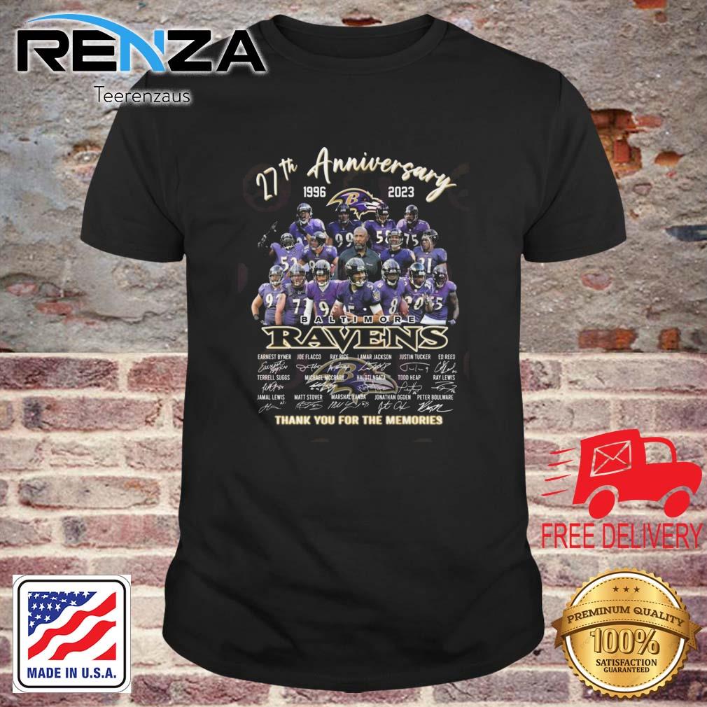 Baltimore Ravens 27th Anniversary 1996-2023 Thank You For The Memories Signatures shirt