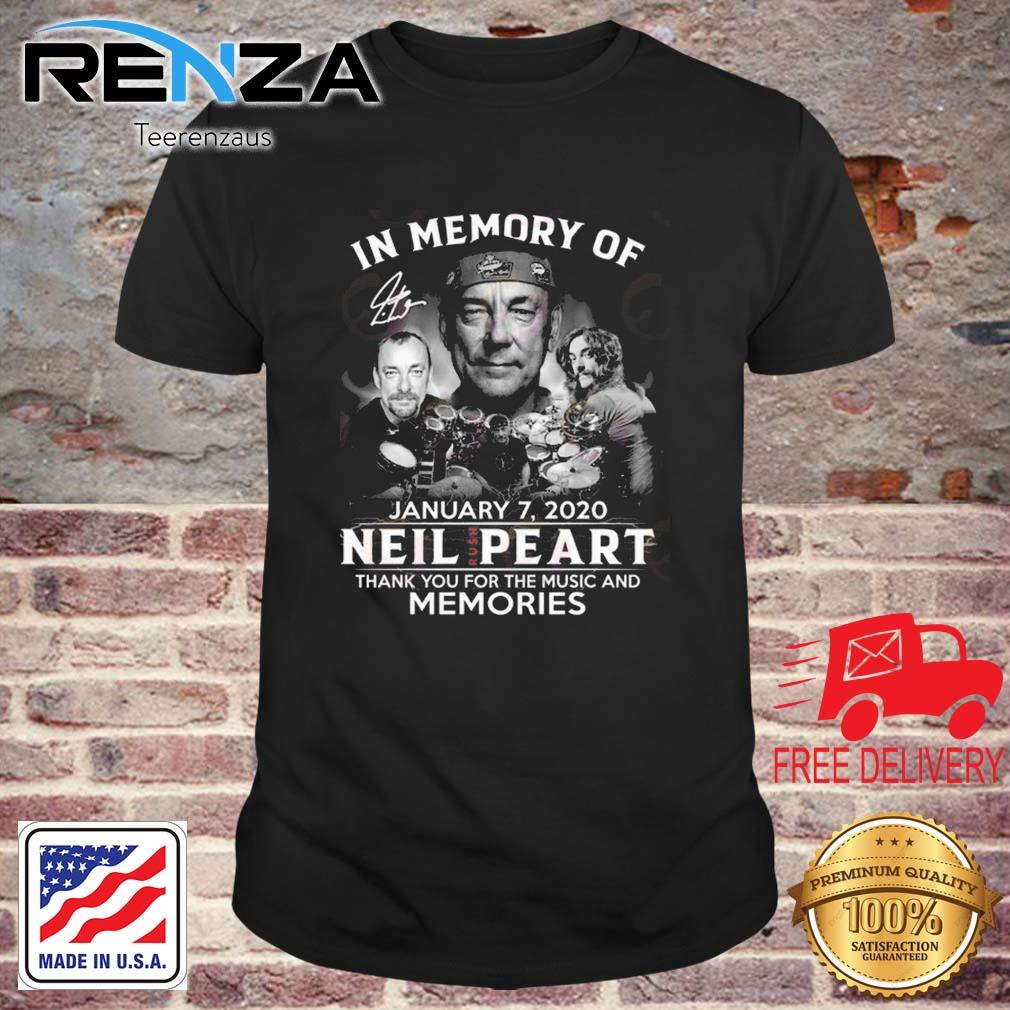 In Memory Of January 7 2020 Neil Peart Thank You For The Music And Memories Signature Shirt
