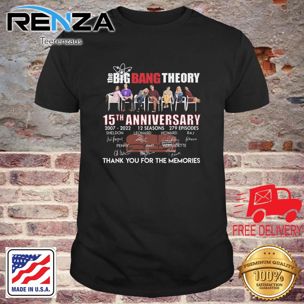 Official The Big Bang Theory 15th Anniversary 2007-2022 Thank You For The Memories Signatures shirt