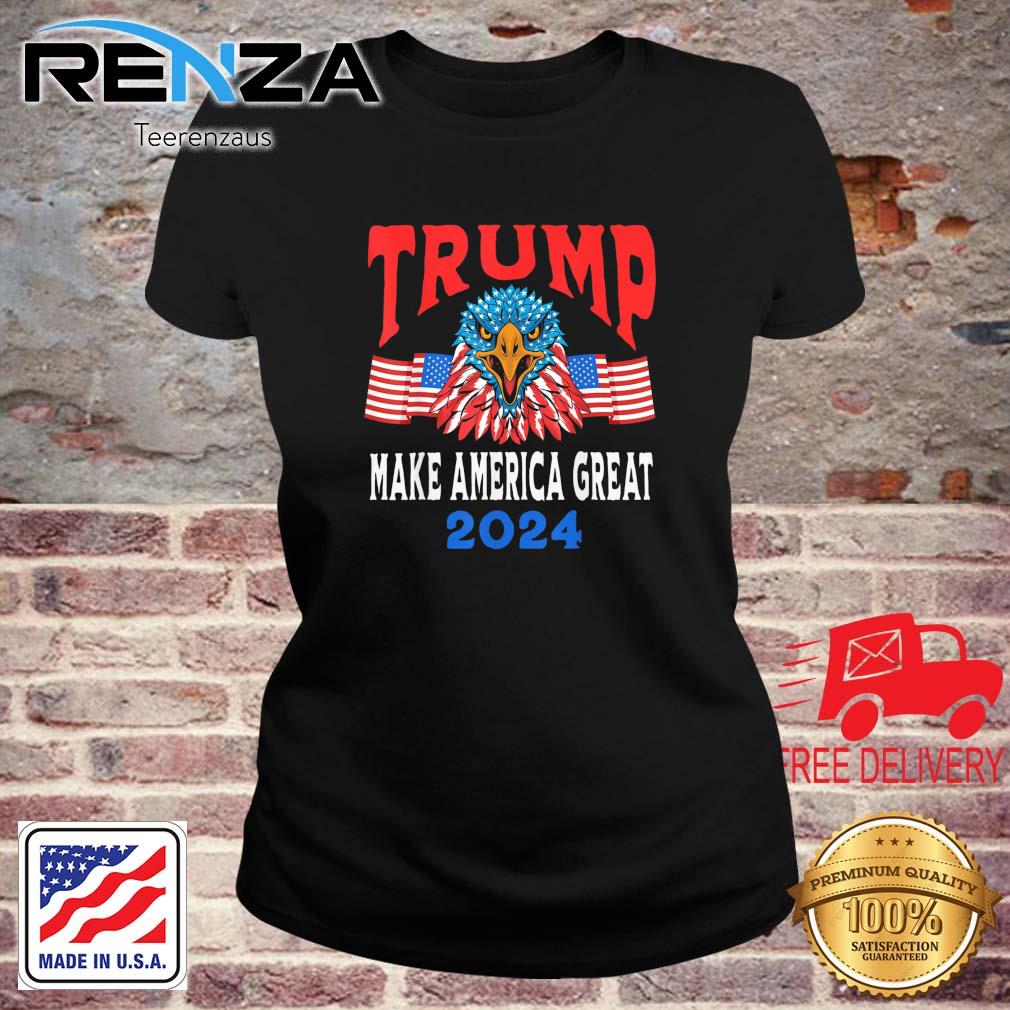 Trump 2024 Maga USA Republican American Flag Eagle Shirt teerenzaus ladies den
