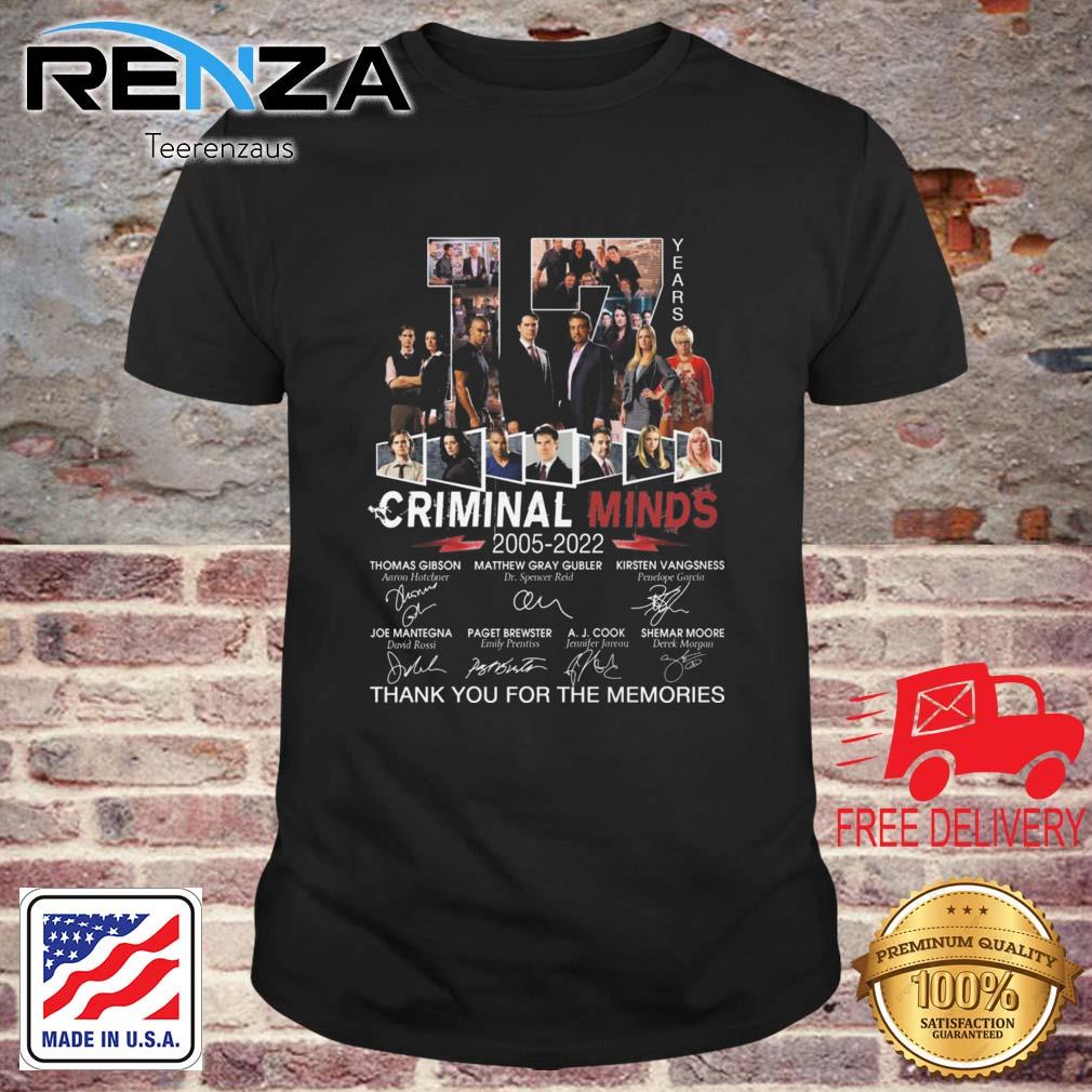 Criminal Minds 17 Years 2005-2022 Thank You For The Memories Signatures shirt