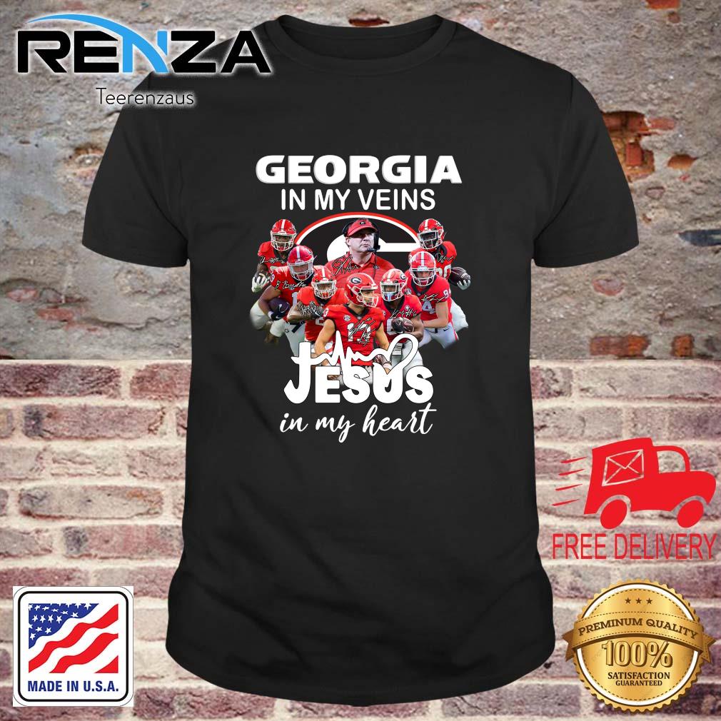 Georgia Bulldogs In My Veins Jesus In My Heart Signatures 2022 sweatshirt