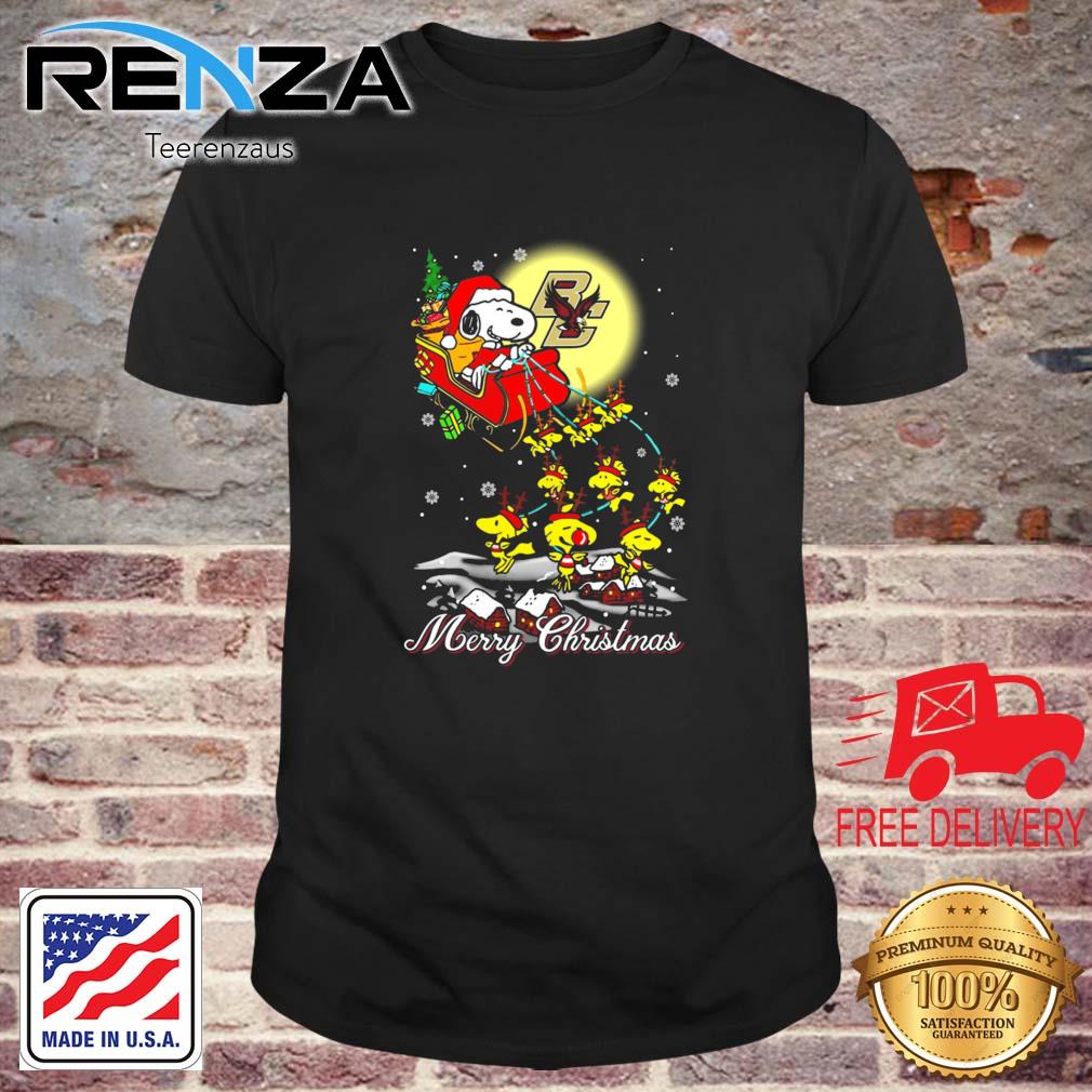 Santa Snoopy And Reindeers Woodstock Boston College Eagles Merry Christmas sweatshirt
